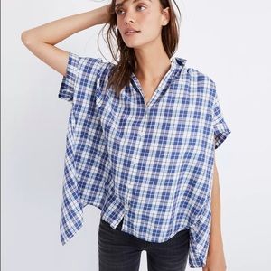 Madewell Central Open-back Shirt in Linus Plaid + FREE TANK Size XL EUC